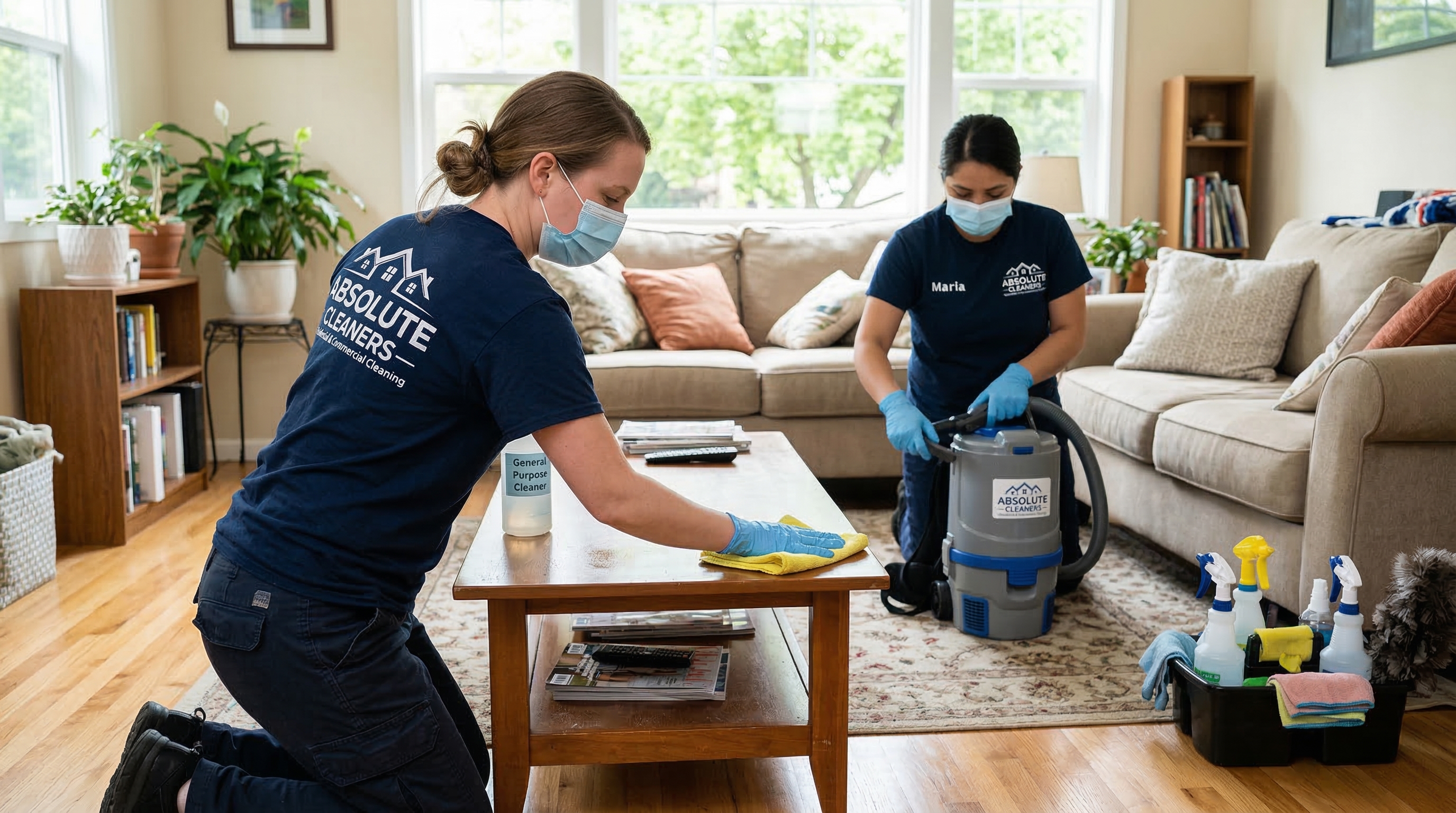 Absolute Cleaners team cleaning a residential home